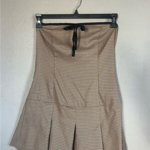 La Hearts Brown Checkered Skirt